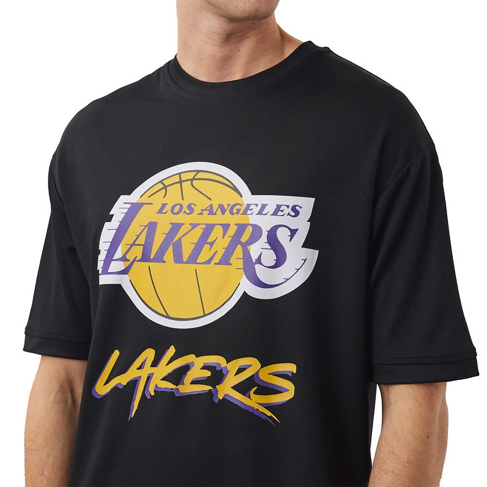 Official New Era NBA Script LA Lakers Black Tee B9204_516 B9204_516