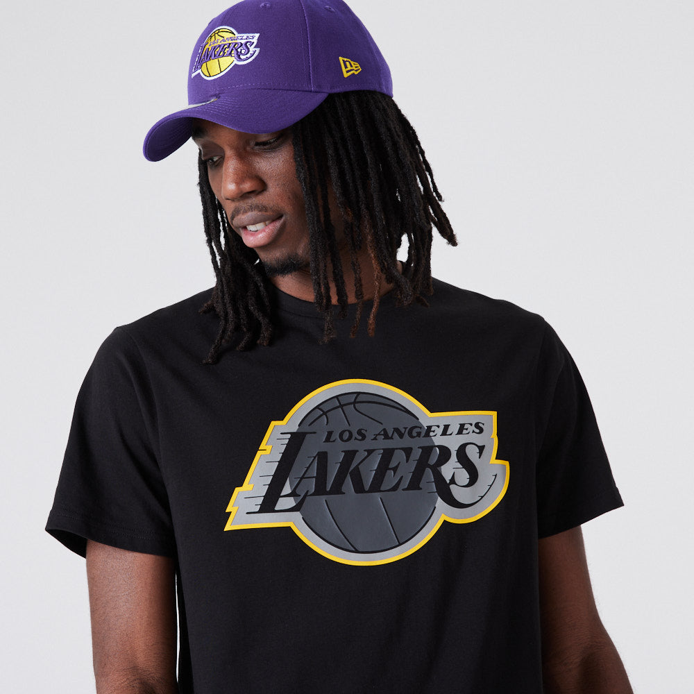 New era Los Angeles Lakers NBA Script Mesh Short Sleeve T-Shirt Black