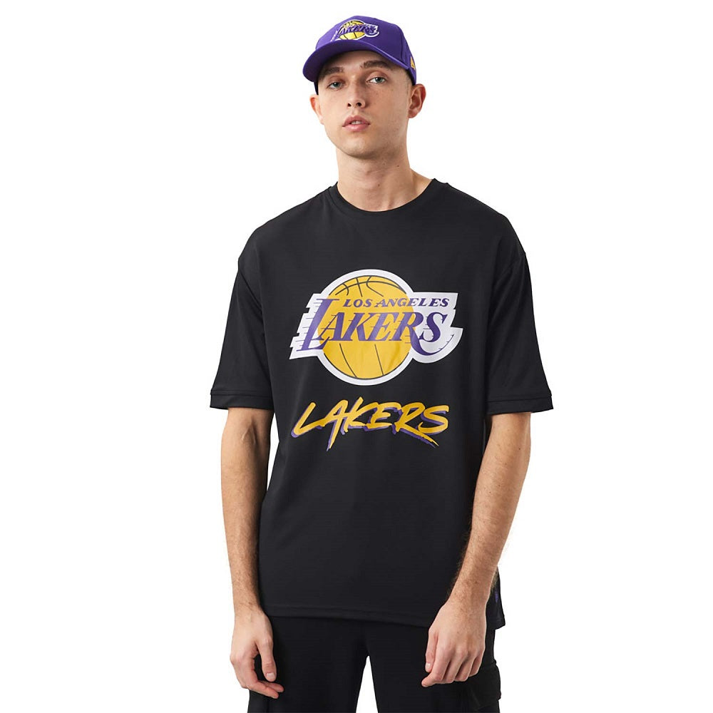 New Era NBA LA Lakers oversized mesh t-shirt in white with logo