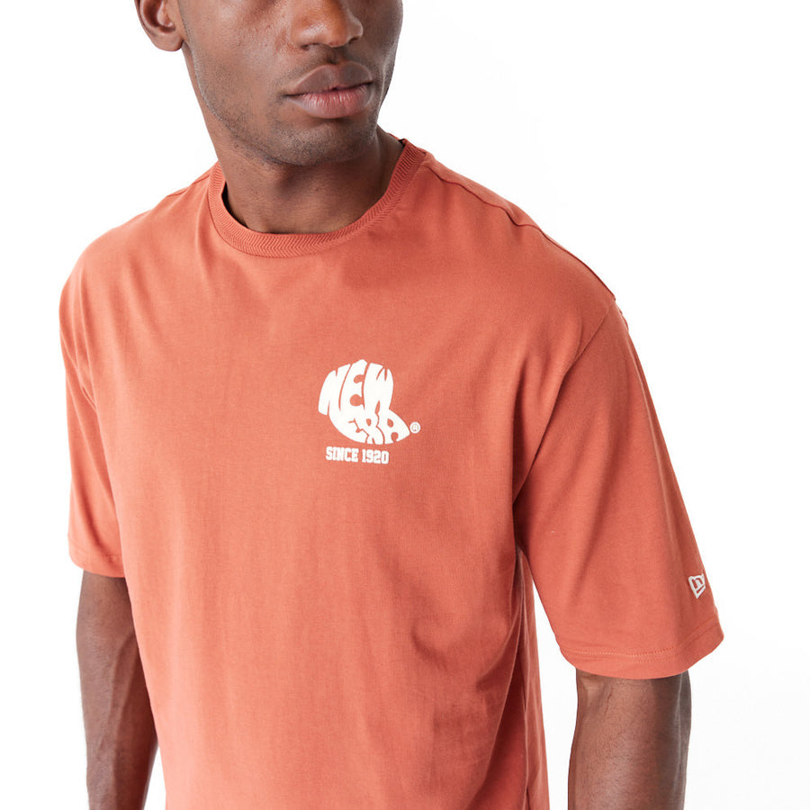 New Era Graphic Back Print Oversized Brown Tee