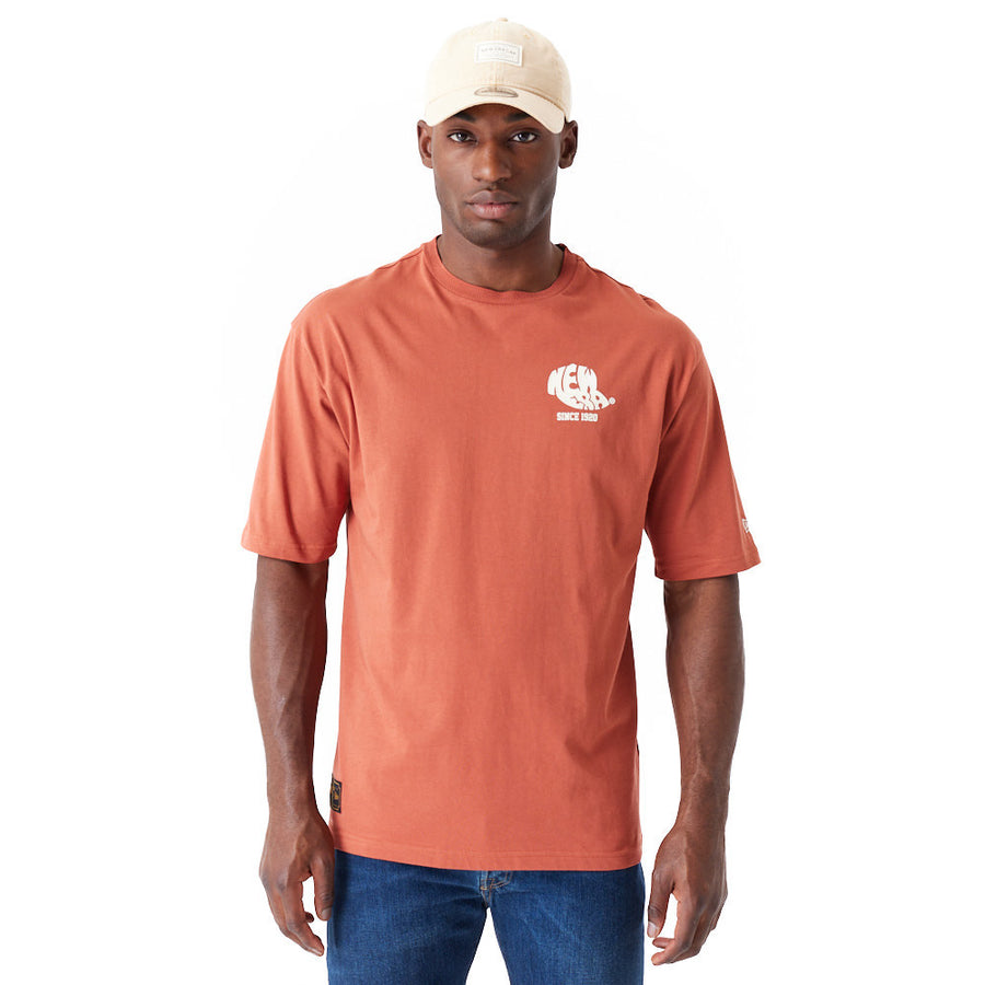 New Era Graphic Back Print Oversized Brown Tee