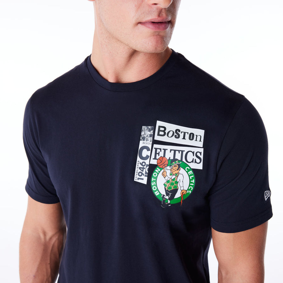 Boston Celtics Newspaper Graphic Navy Tee