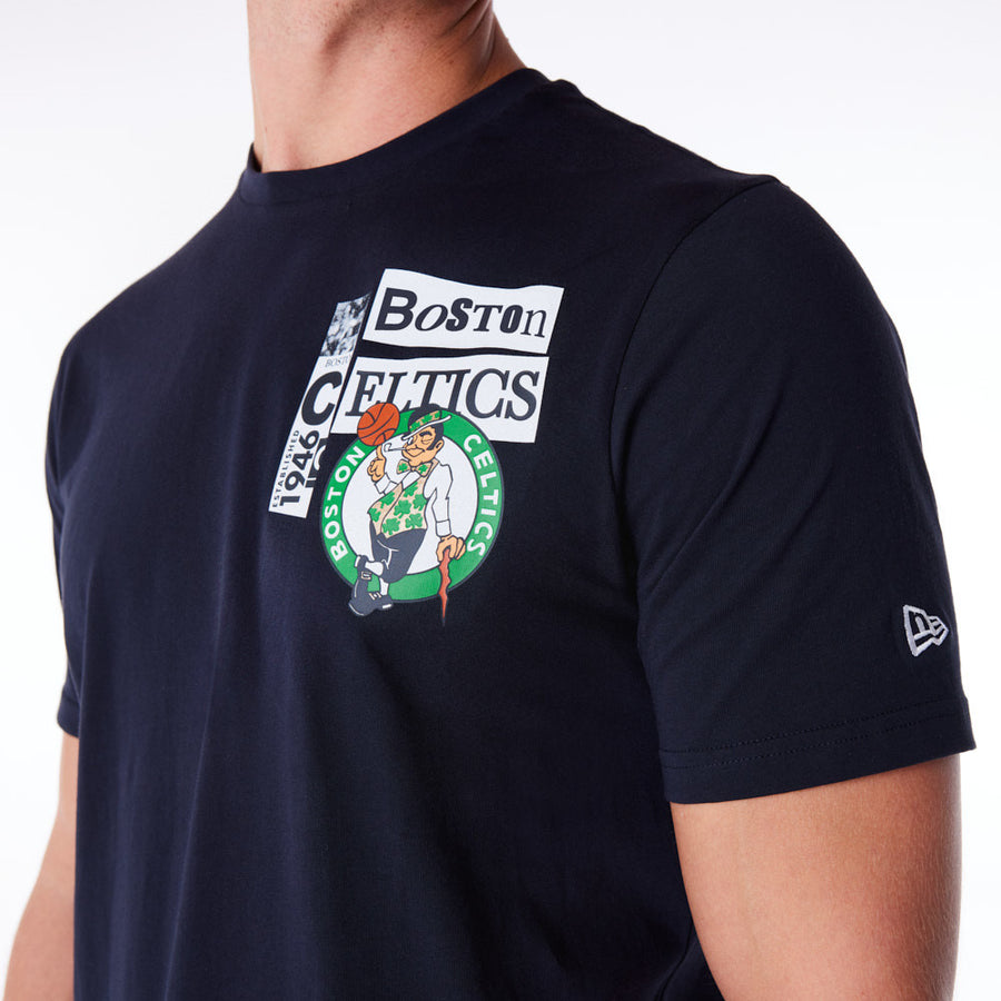 Boston Celtics Newspaper Graphic Navy Tee