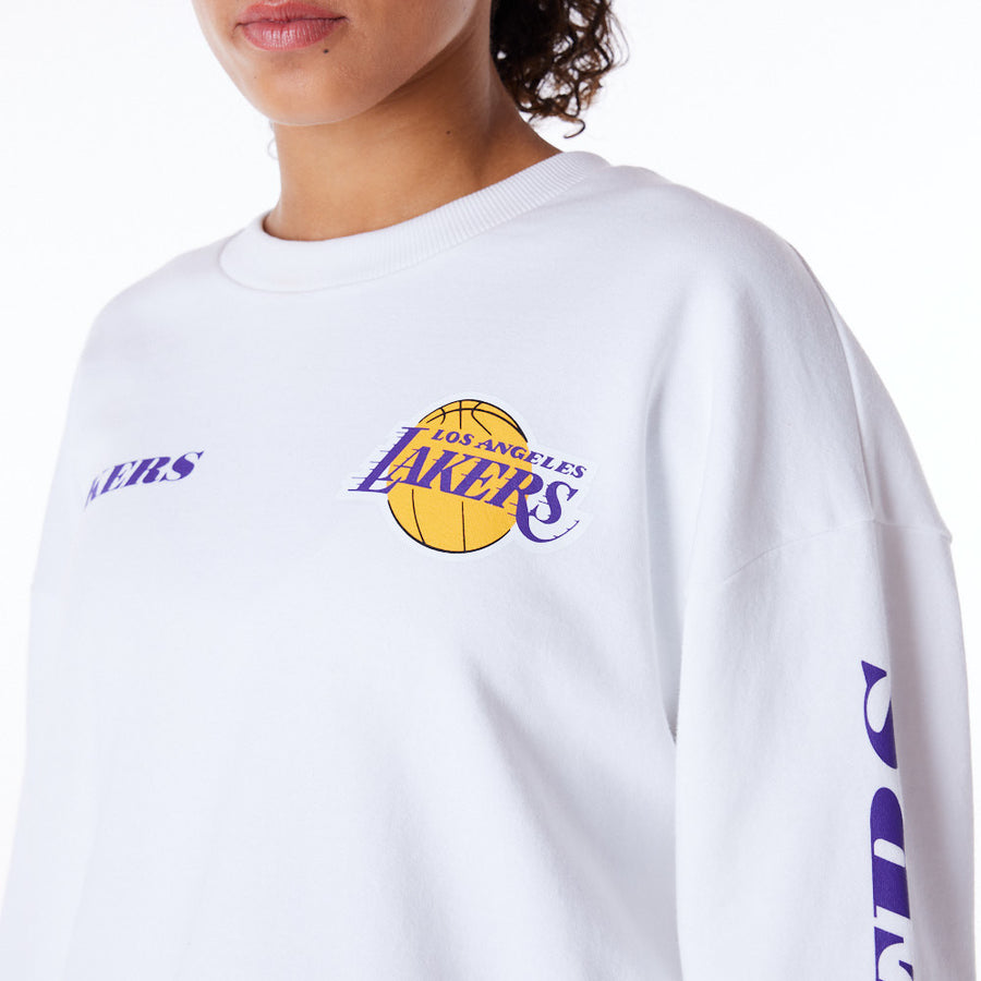 Los Angeles Lakers Womens NBA Wordmark White Hoodie