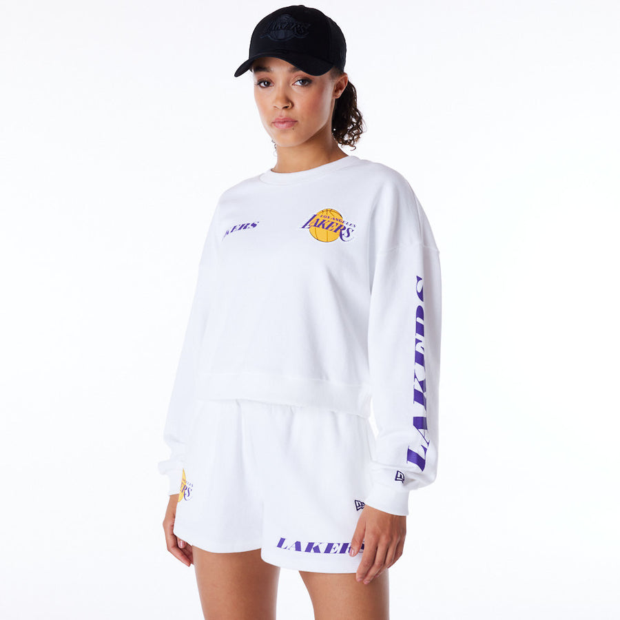 Los Angeles Lakers Womens NBA Wordmark White Hoodie