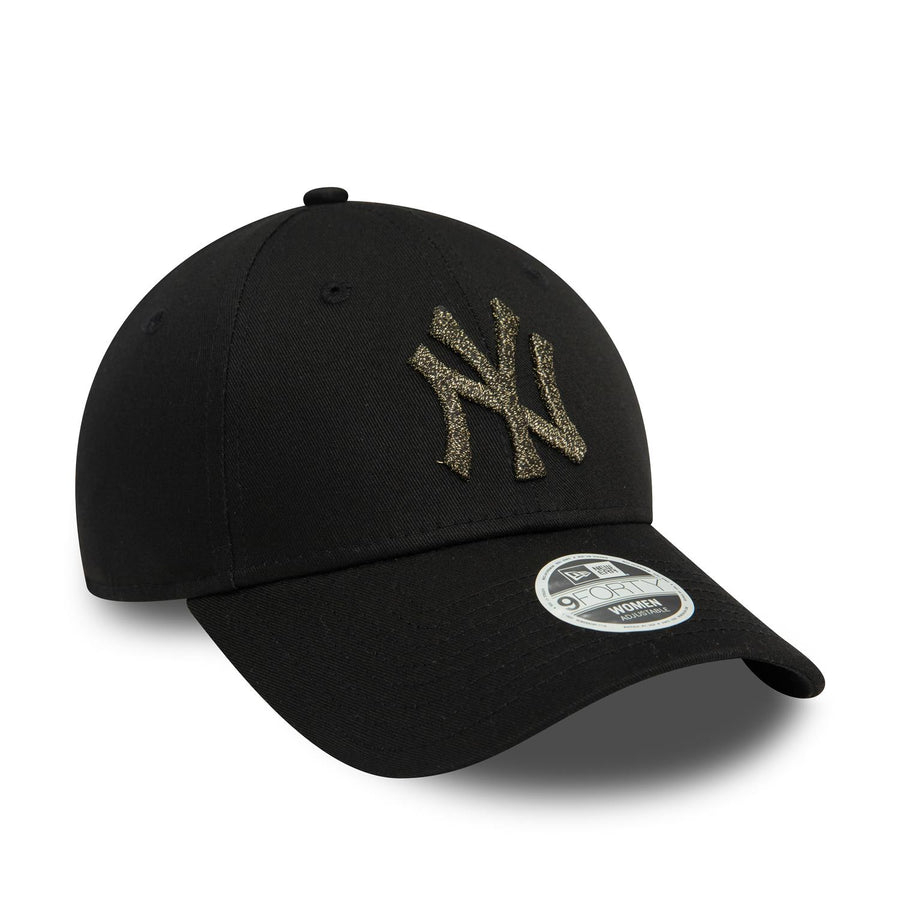 New York Yankees 9FORTY Womens Metallic Logo Black Cap