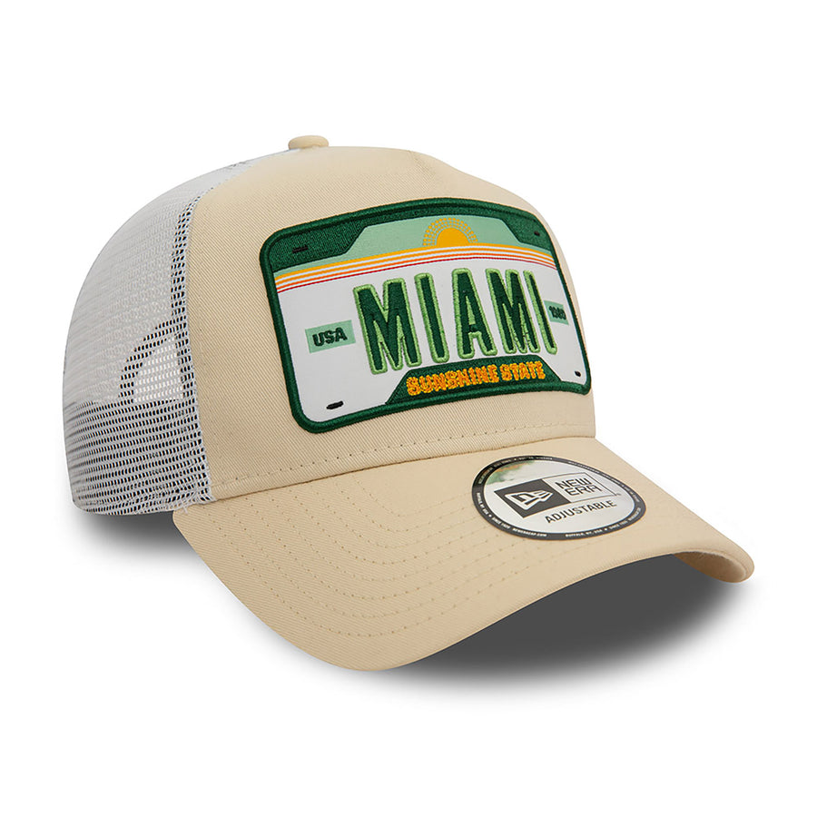 New Era 9FORTY Miami Patch A-Frame Stone Trucker Cap