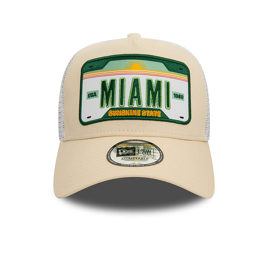 New Era 9FORTY Miami Patch A-Frame Stone Trucker Cap