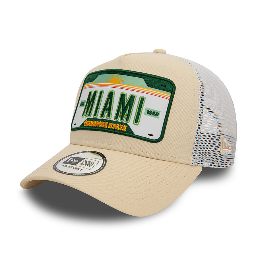 New Era 9FORTY Miami Patch A-Frame Stone Trucker Cap