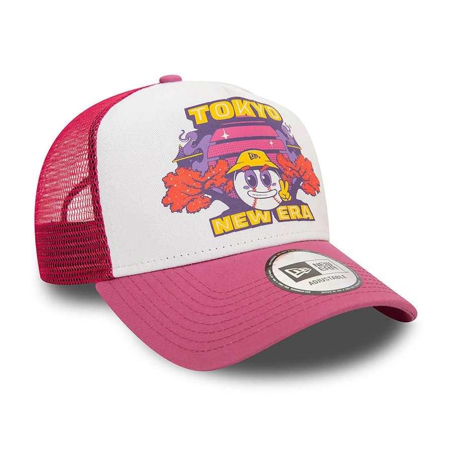 New Era E-Frame Tokyo Graphic Print White/Pink Trucker Cap