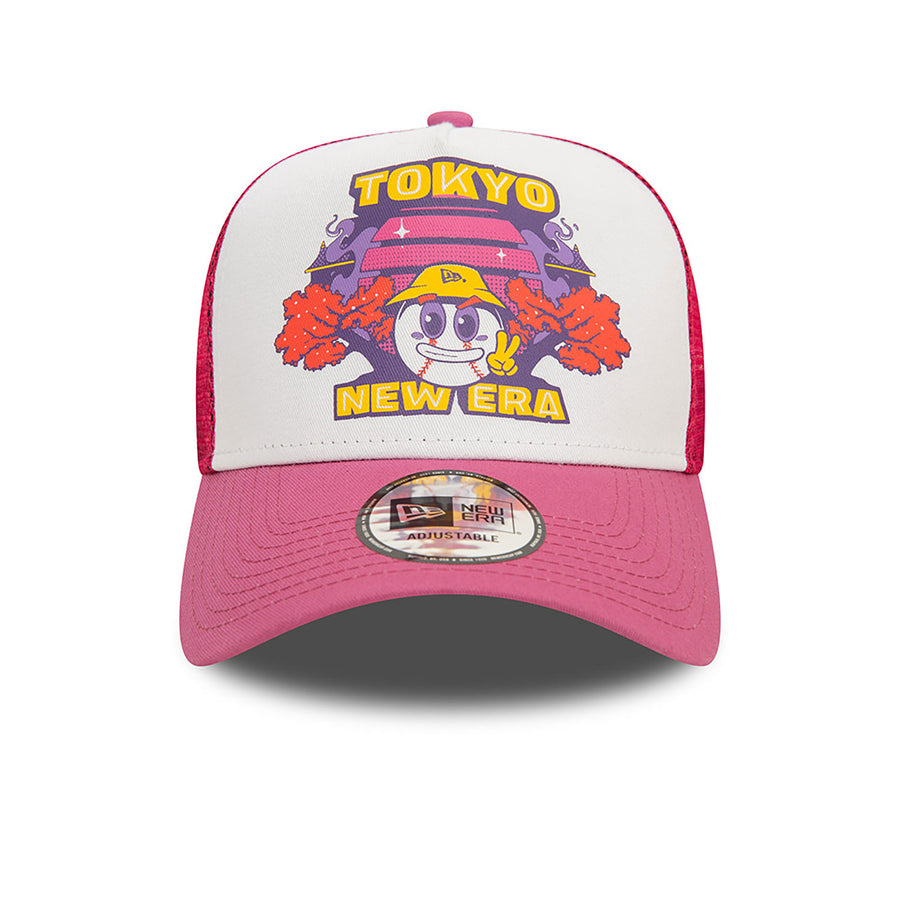 New Era E-Frame Tokyo Graphic Print White/Pink Trucker Cap