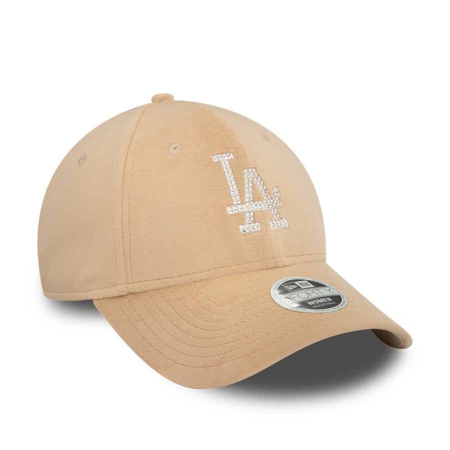 Los Angeles Dodgers 9FORTY Womens Velour Diamante Stone Cap