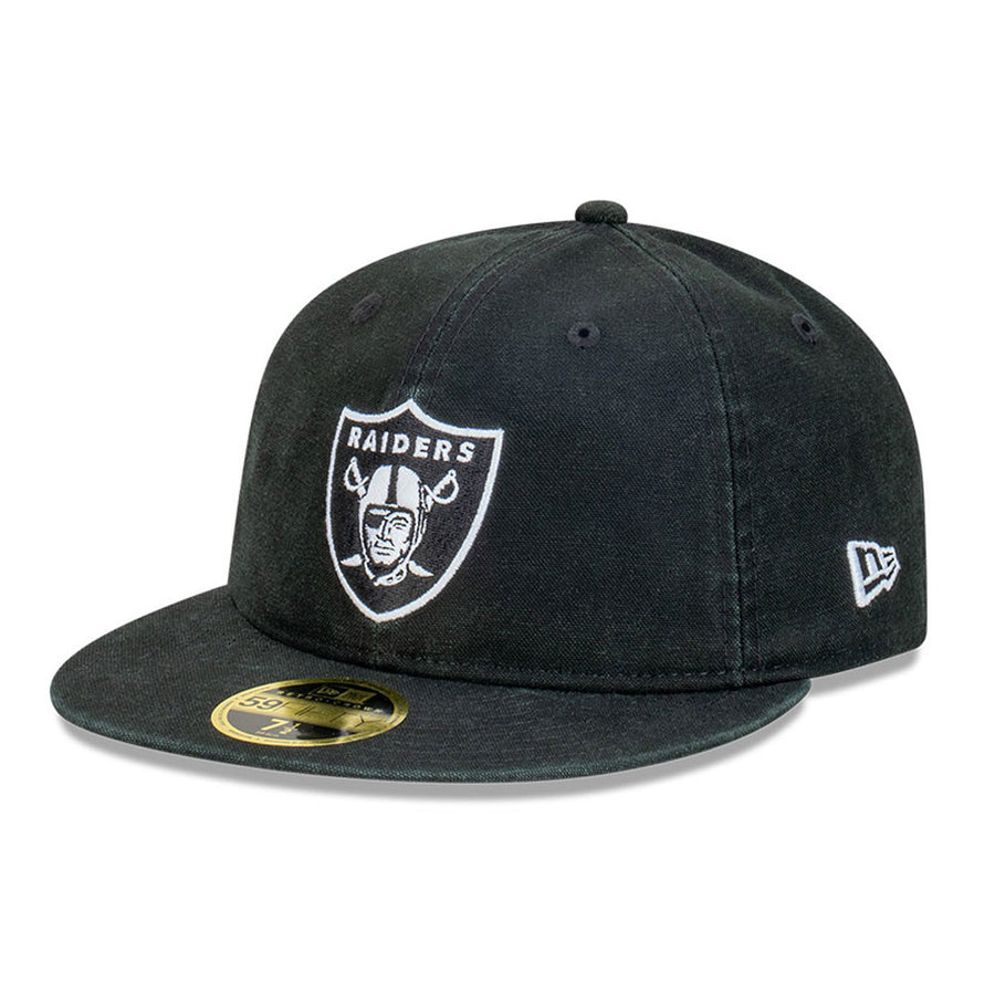 Las Vegas Raiders 59FIFTY Retro Crown Snow Washed Canvas Black Cap