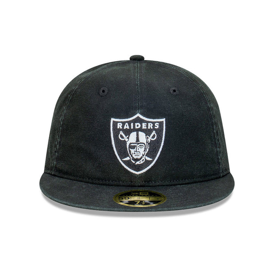 Las Vegas Raiders 59FIFTY Retro Crown Snow Washed Canvas Black Cap