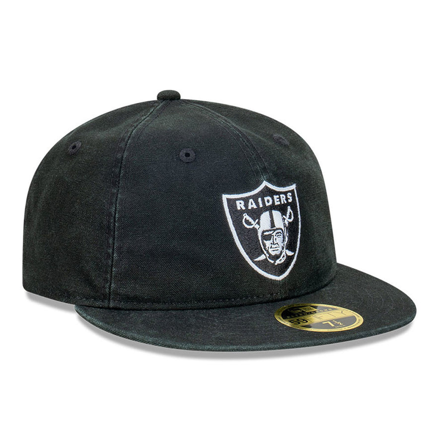 Las Vegas Raiders 59FIFTY Retro Crown Snow Washed Canvas Black Cap