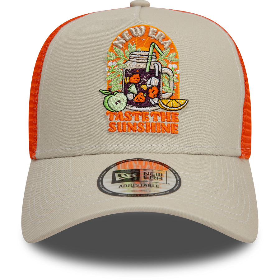 New Era 9FORTY Summer Patch A-Frame Stone/Orange Trucker Cap