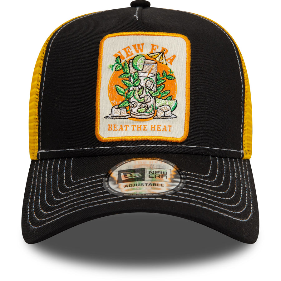 New Era 9FORTY Summer Patch  A-Frame Black/Yellow Trucker Cap