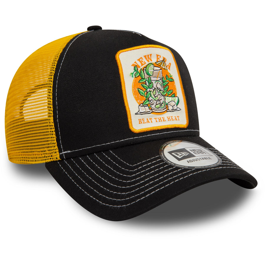 New Era 9FORTY Summer Patch  A-Frame Black/Yellow Trucker Cap