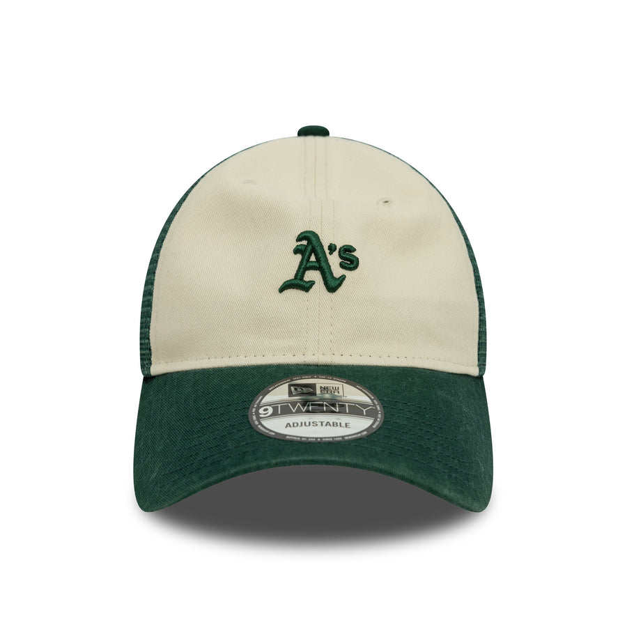 Oakland Athletics 9FORTY Womens League Essential Stone/Green Trucker Cap