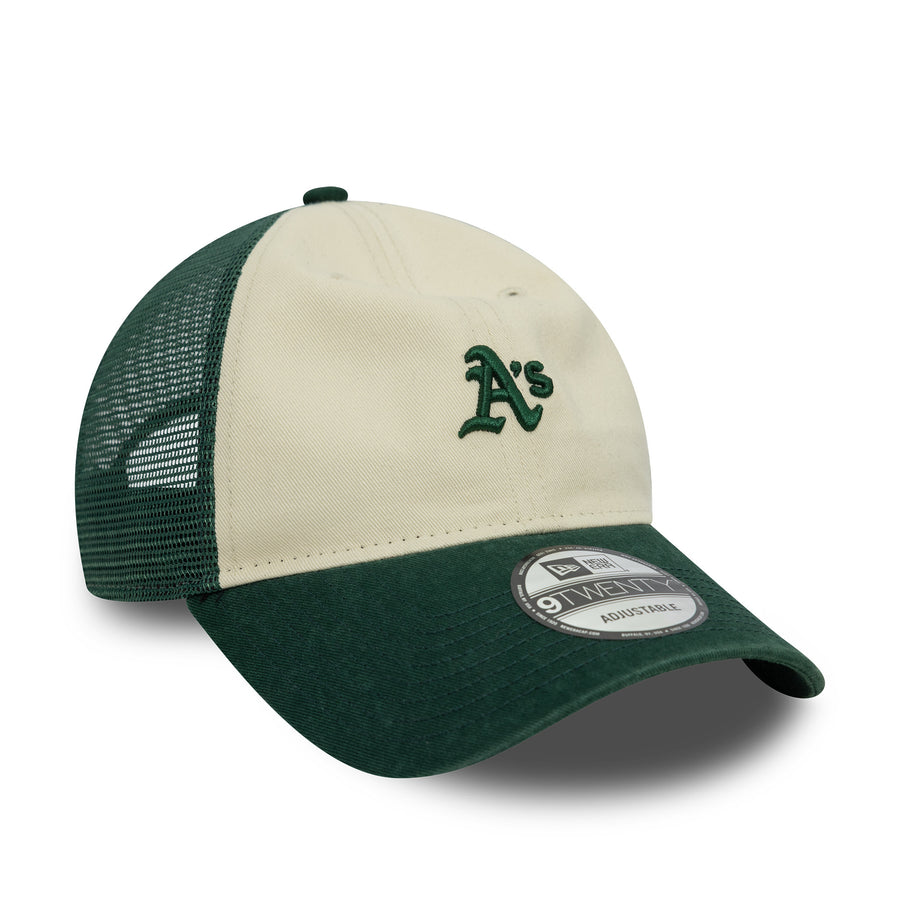 Oakland Athletics 9FORTY Womens League Essential Stone/Green Trucker Cap