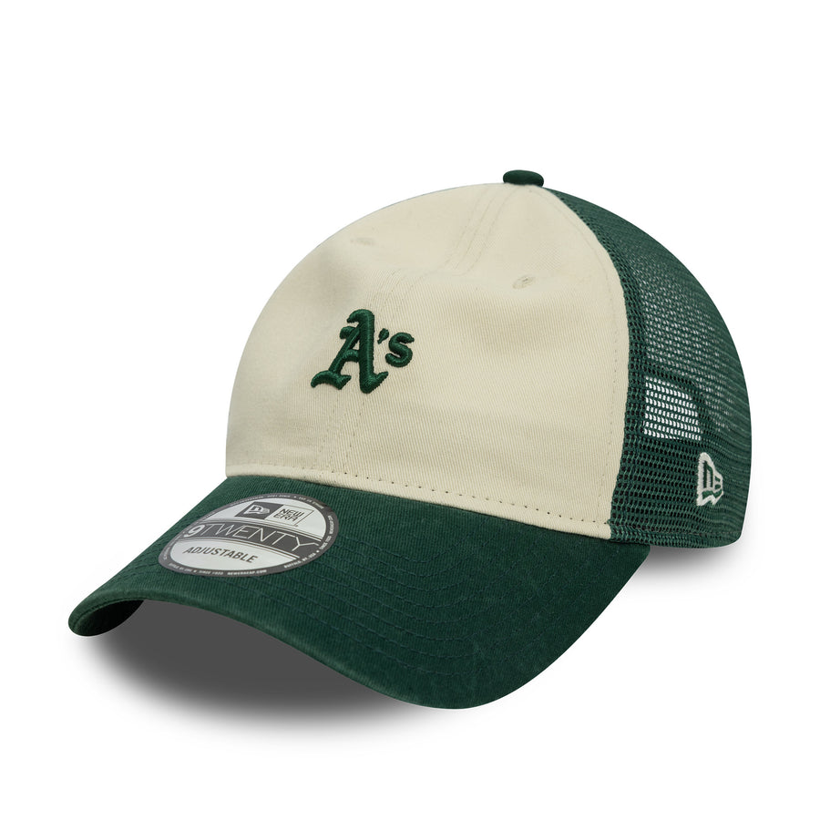 Oakland Athletics 9FORTY Womens League Essential Stone/Green Trucker Cap