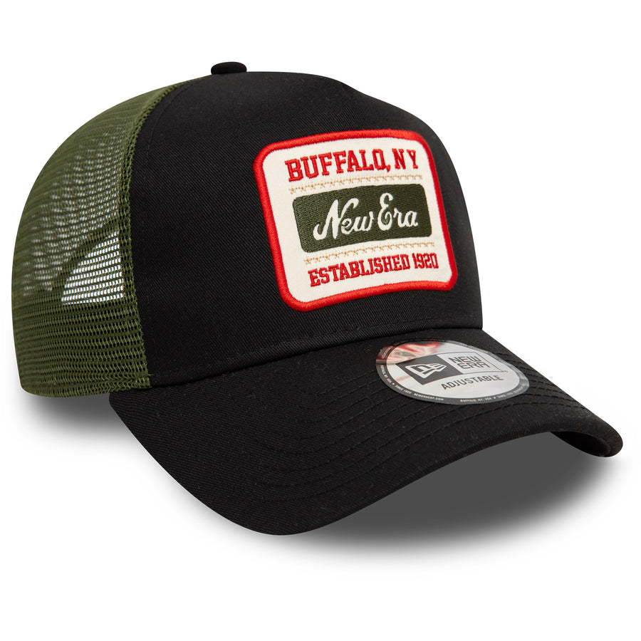 New Era Patch 9FORTY A-Frame Trucker Black/Olive Cap