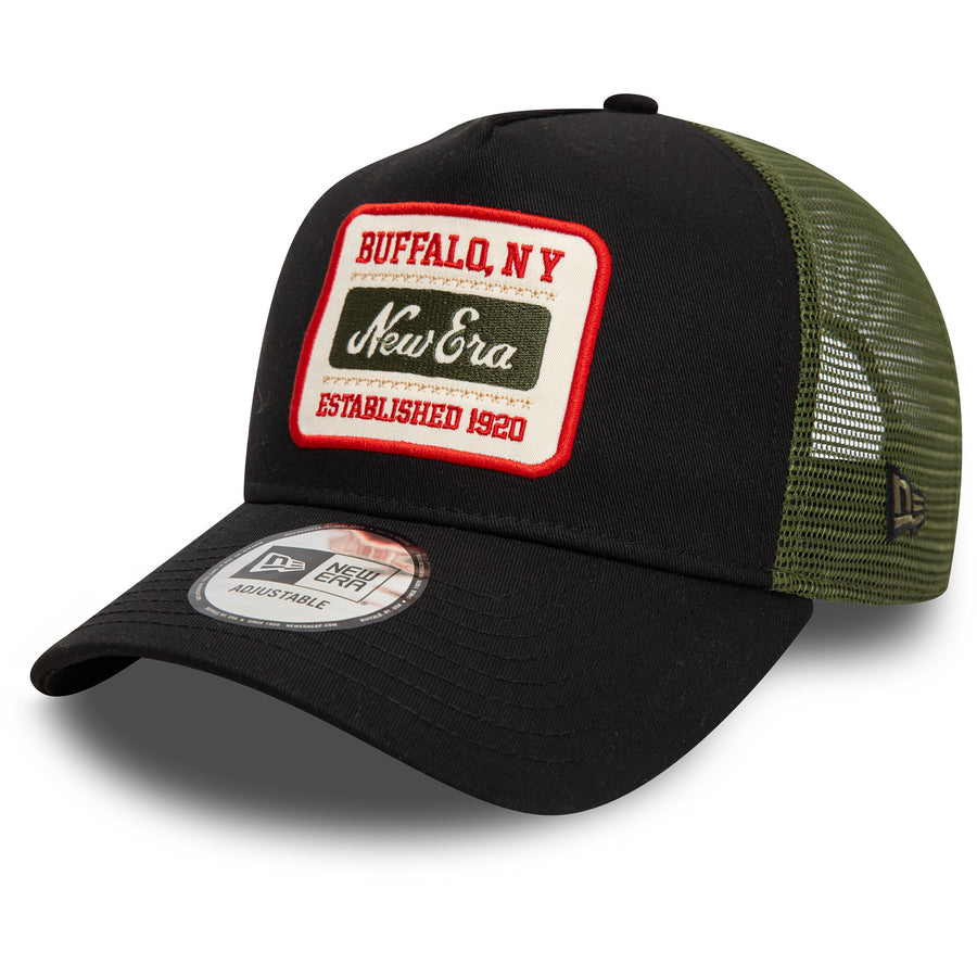 New Era Patch 9FORTY A-Frame Trucker Black/Olive Cap