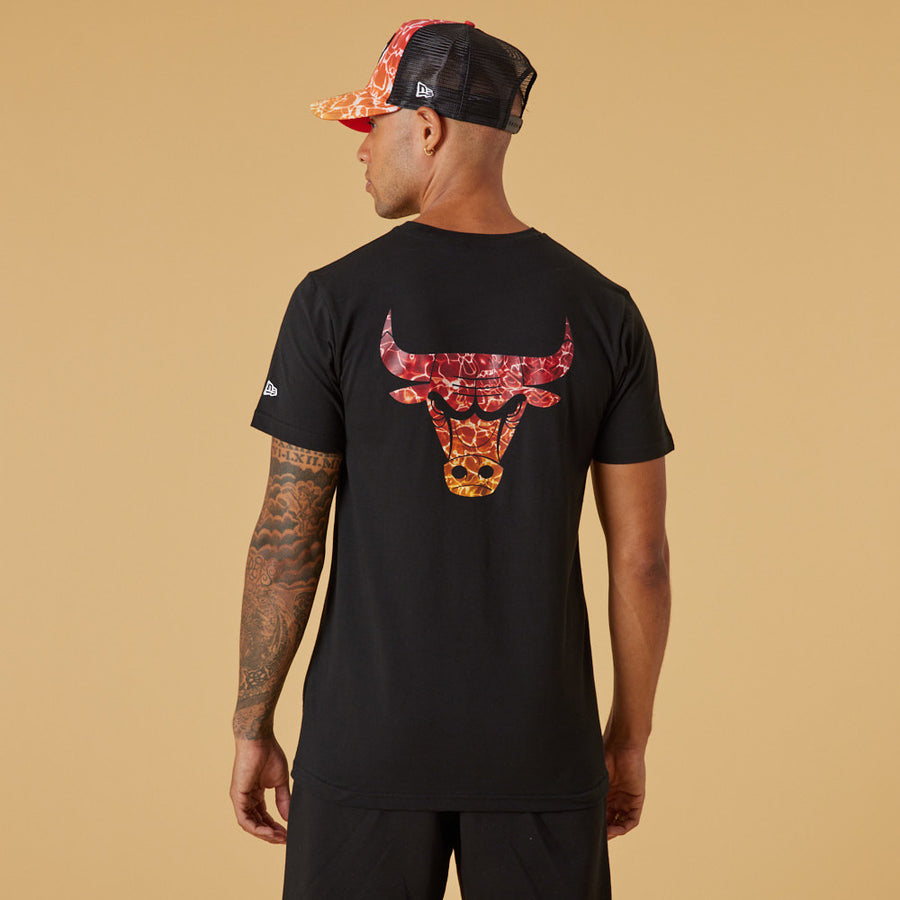 T-Shirt New Era Back Body Water Print NBA Chicago Bulls - Black