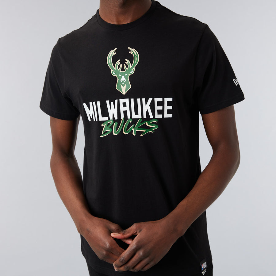 Milwaukee Bucks NBA Script Black Tee