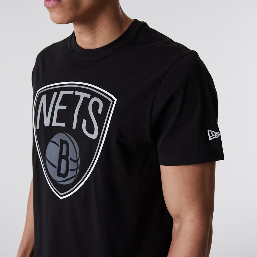 Brooklyn Nets NBA Outline Logo Black Tee
