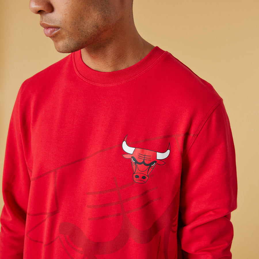 Chicago Bulls Crew Washed Pack Graphic Red Pullover