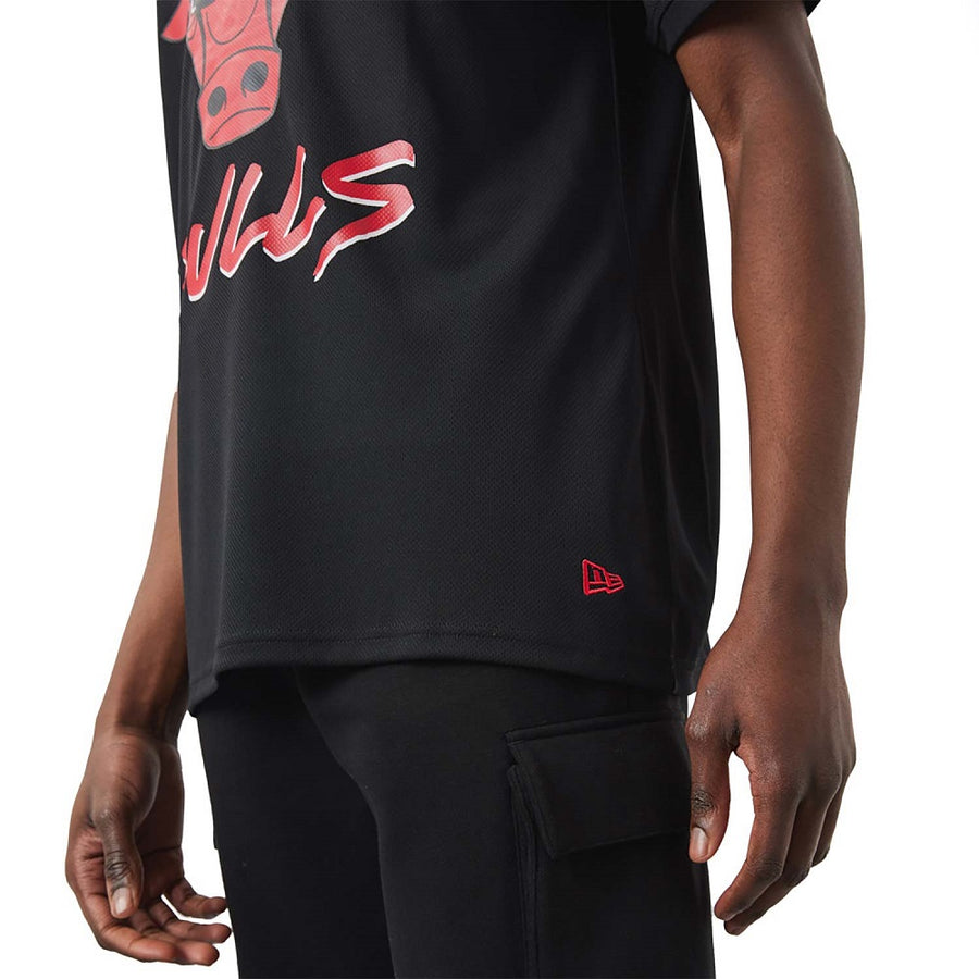 Chicago Bulls NBA Script Mesh Black Tee