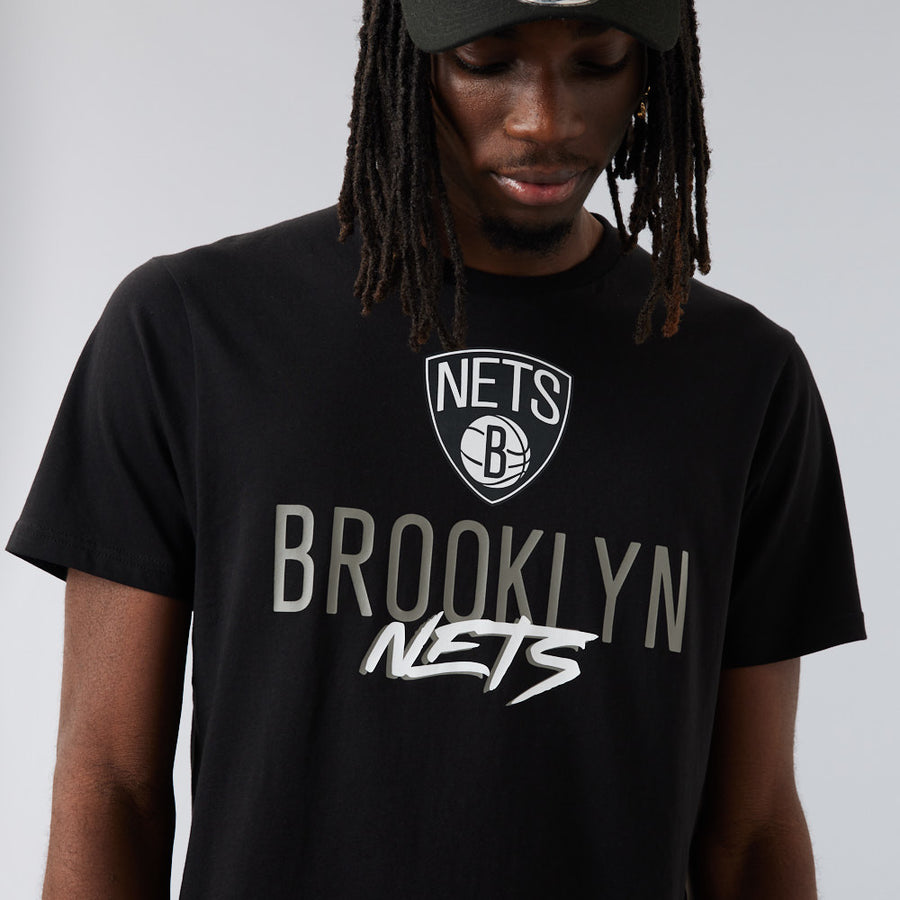 Brooklyn Nets NBA Script Black Tee