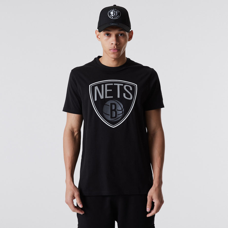 Brooklyn Nets NBA Outline Logo Black Tee