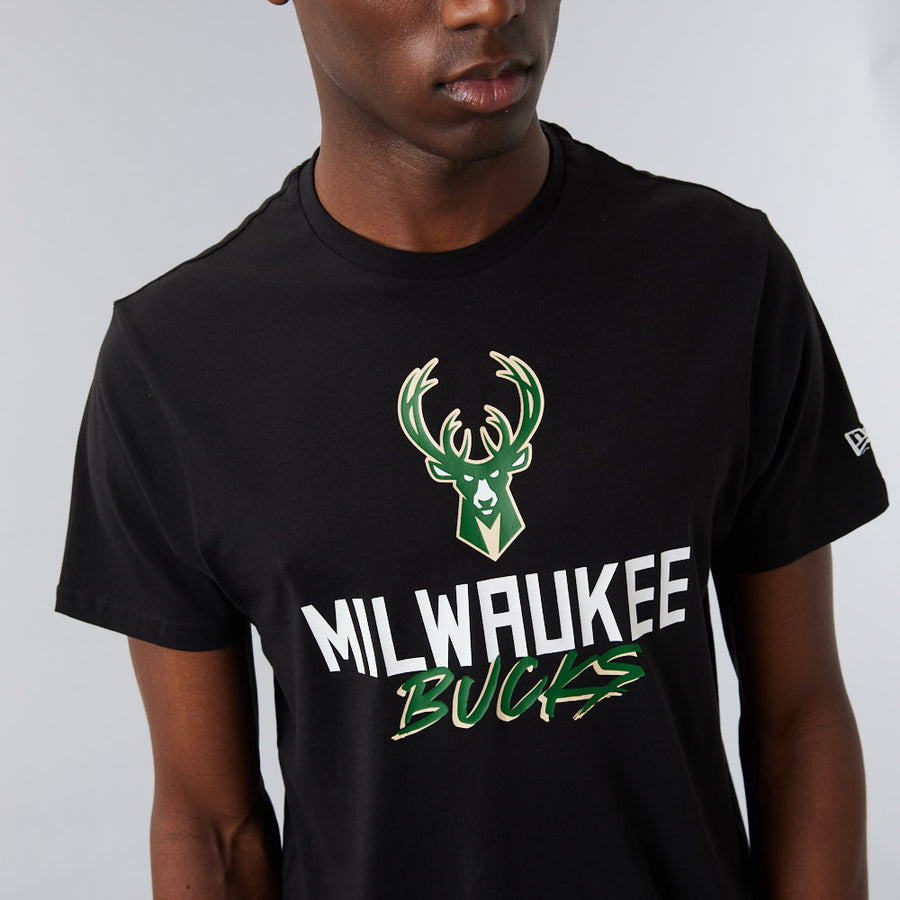 Milwaukee Bucks NBA Script Black Tee