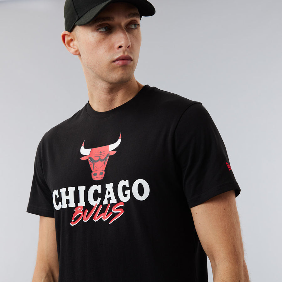 Chicago Bulls NBA Script Black Tee