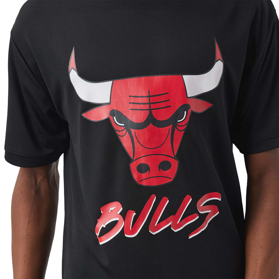 Chicago Bulls NBA Script Mesh Black Tee